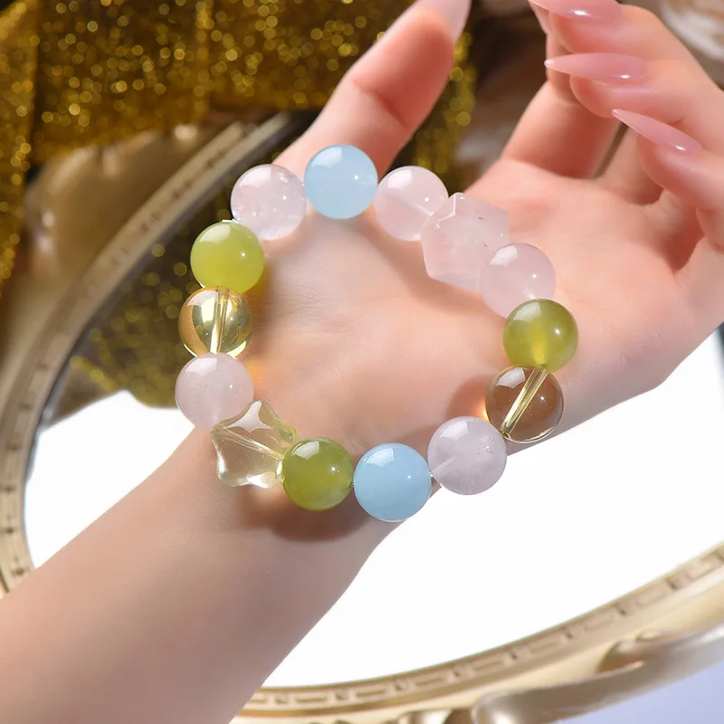 سوار كريستال طبيعي متعدد الكنز للرجال والنساء سوار محظوظ أنيق فاخر خفيف، هدية