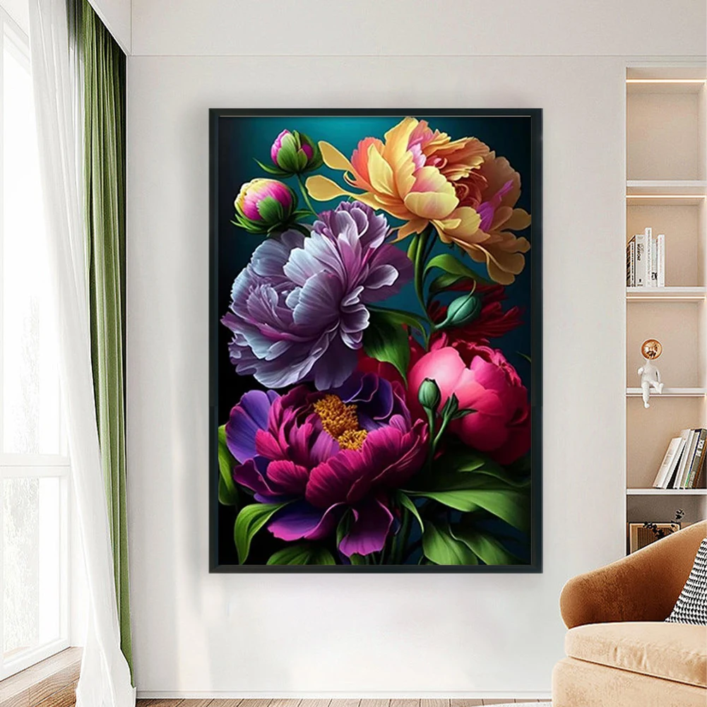 

Full Embroidery Beads Printed 9CT Flower Cross Stitch Kit Home Art Decor50x69cm