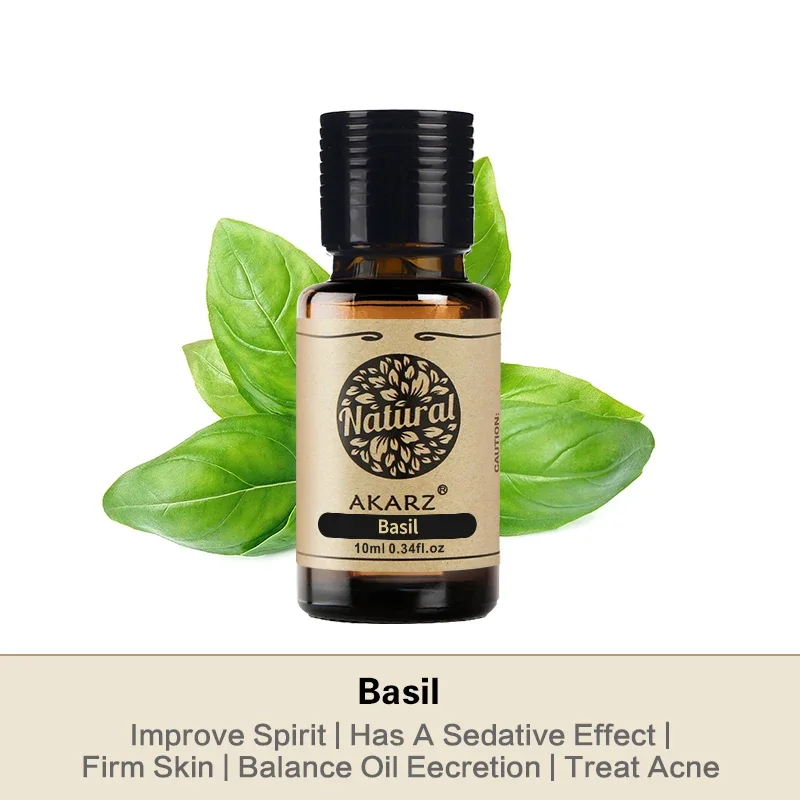 Basil Essential Oil AKARZ  Body Face Skin Care Spa Message Fragrance Lamp Aromatherapy Basil Oil