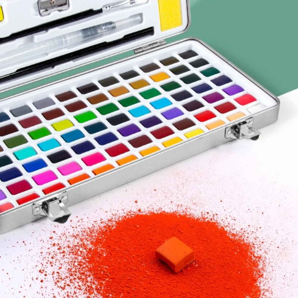 50/72Colors Watercolor Paint Set Mini-portable with Carrying Case Palette Set Washable Lightfastness Solid Watercolor Pigment
