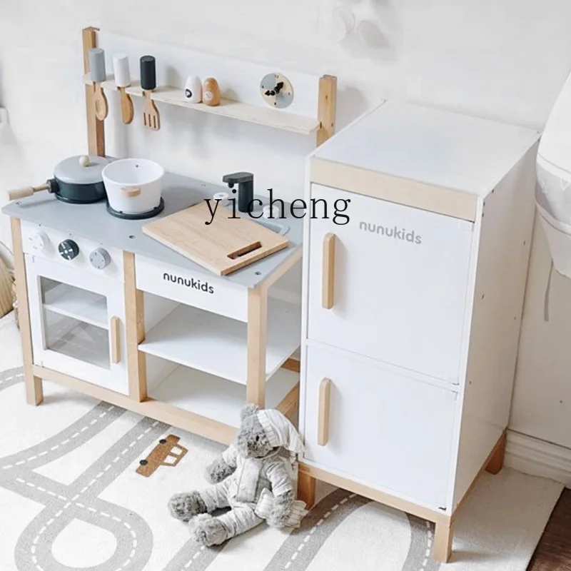 ZK the Simulation for Cooking Kitchen Refrigerator Suit Doll Play House Wooden Wooden Kindergarten Stove Toy