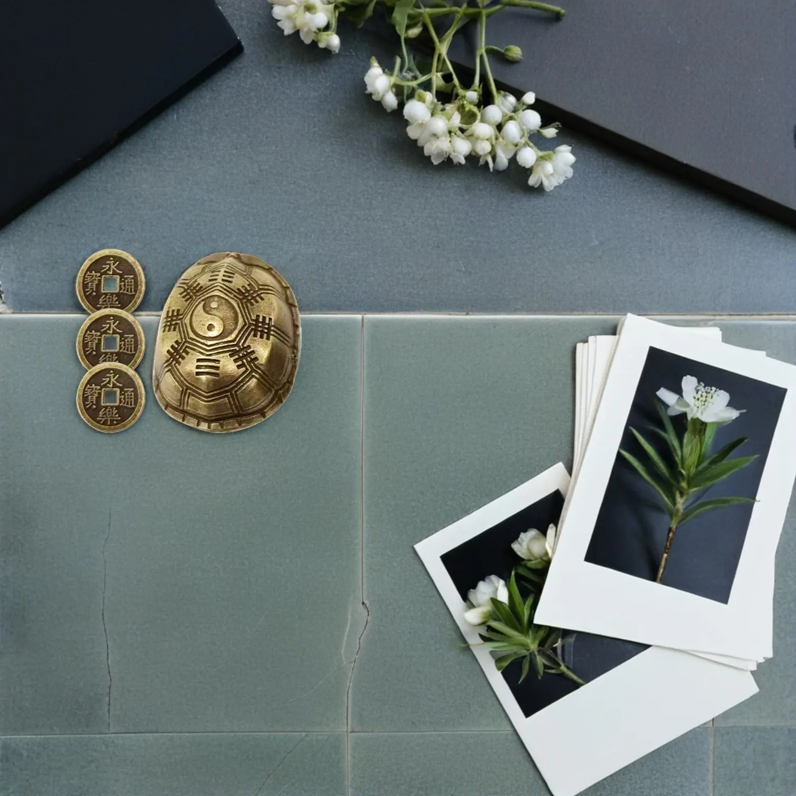 

Набор из 3 предметов: китайские сувениры ручной работы в стиле ретро, латунные украшения в виде черепашьих панцирей, винтажные металлические скульптуры для декора дома и офиса