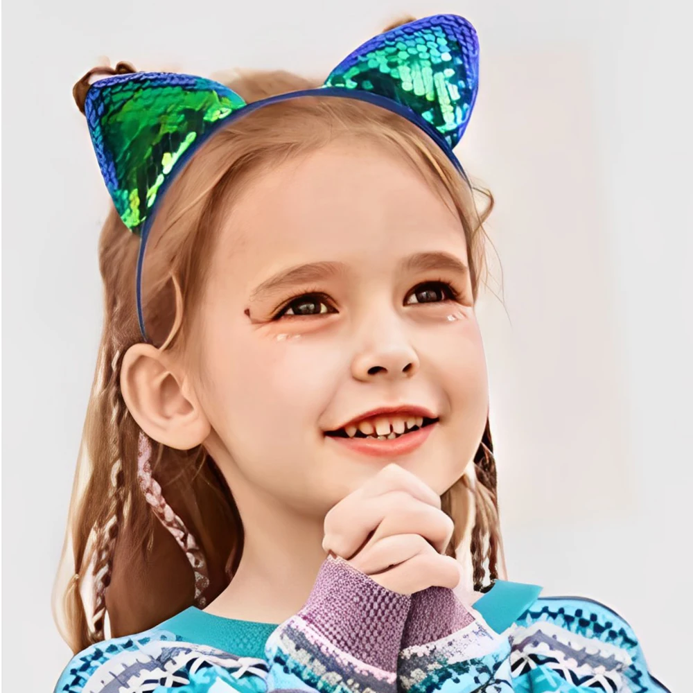 

Новая повязка на голову с блестками для девочек, розовая повязка на голову, блестящая повязка на голову золотого, серебряного цвета, семейная вечеринка, милые головные уборы с кошачьими ушками, аксессуары для волос