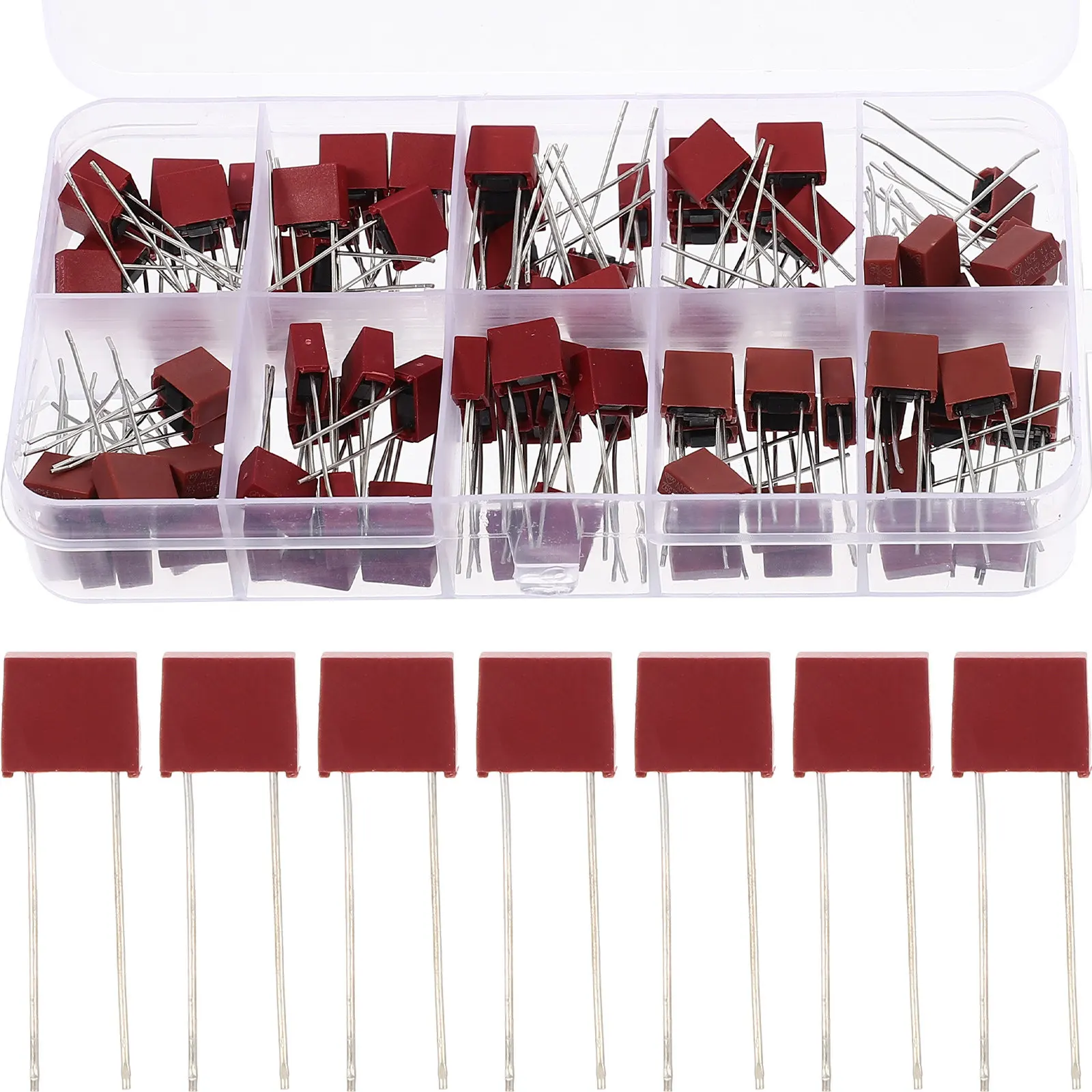 1Set Slow Blow Fuse Assorted 250V Time Delay Plastic Insulated Square Fuse for Electronic Instruments Appliances