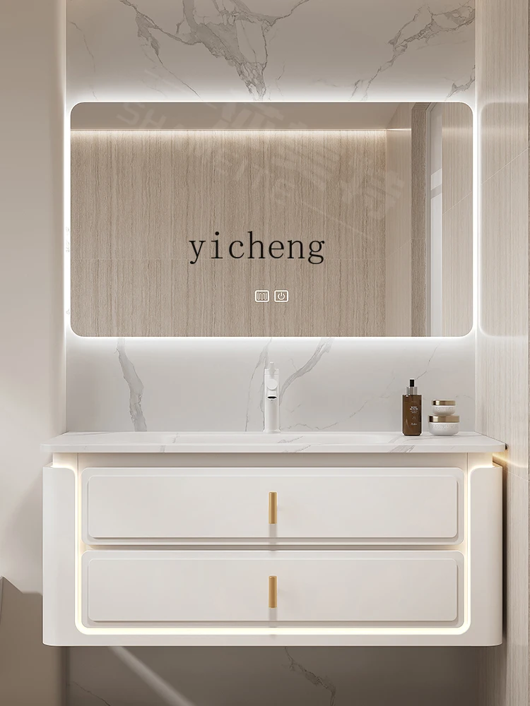 Yhl Stone Plate Hot Bend Whole Washbin Bathroom Cabinet Combination Cream Wind Face Side Storage Bathroom Cabinet