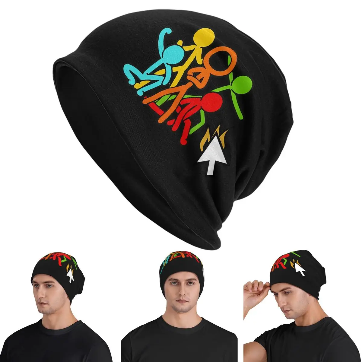 

Five Stick Figures Alan Becker Gaming Skullies Beanies Hats Warm Autumn Winter Outdoor Cap Knitted Bonnet Caps Men Women Adult