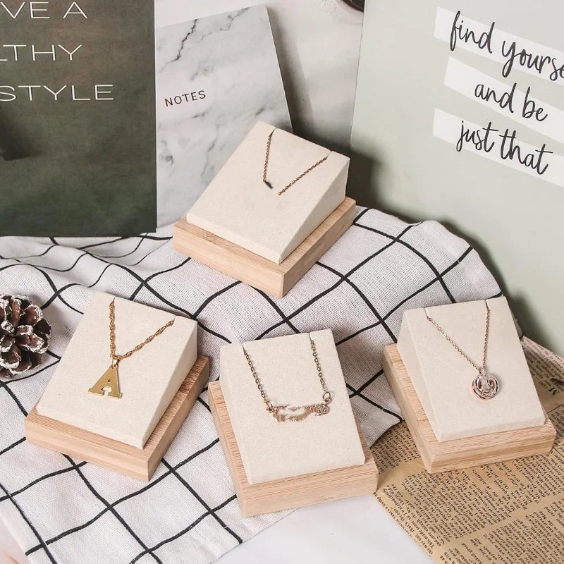 

Bamboo 1Pc Necklace Pendant Display Stand for Show Jewelry Holder for Selling Necklace Organizer