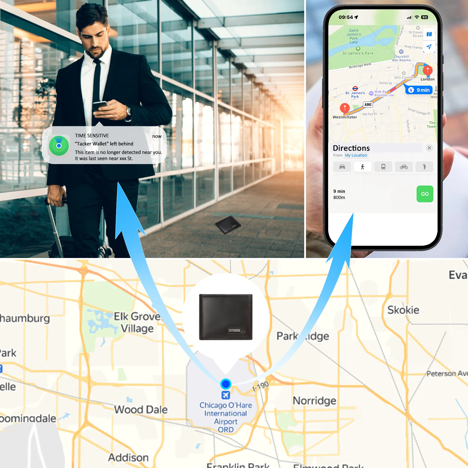 Умный кошелек с GPS-трекером для мужчин, работает с устройством Apple Findmy IOS, только кожаный кошелек с трекером, не для устройств Android, подарок