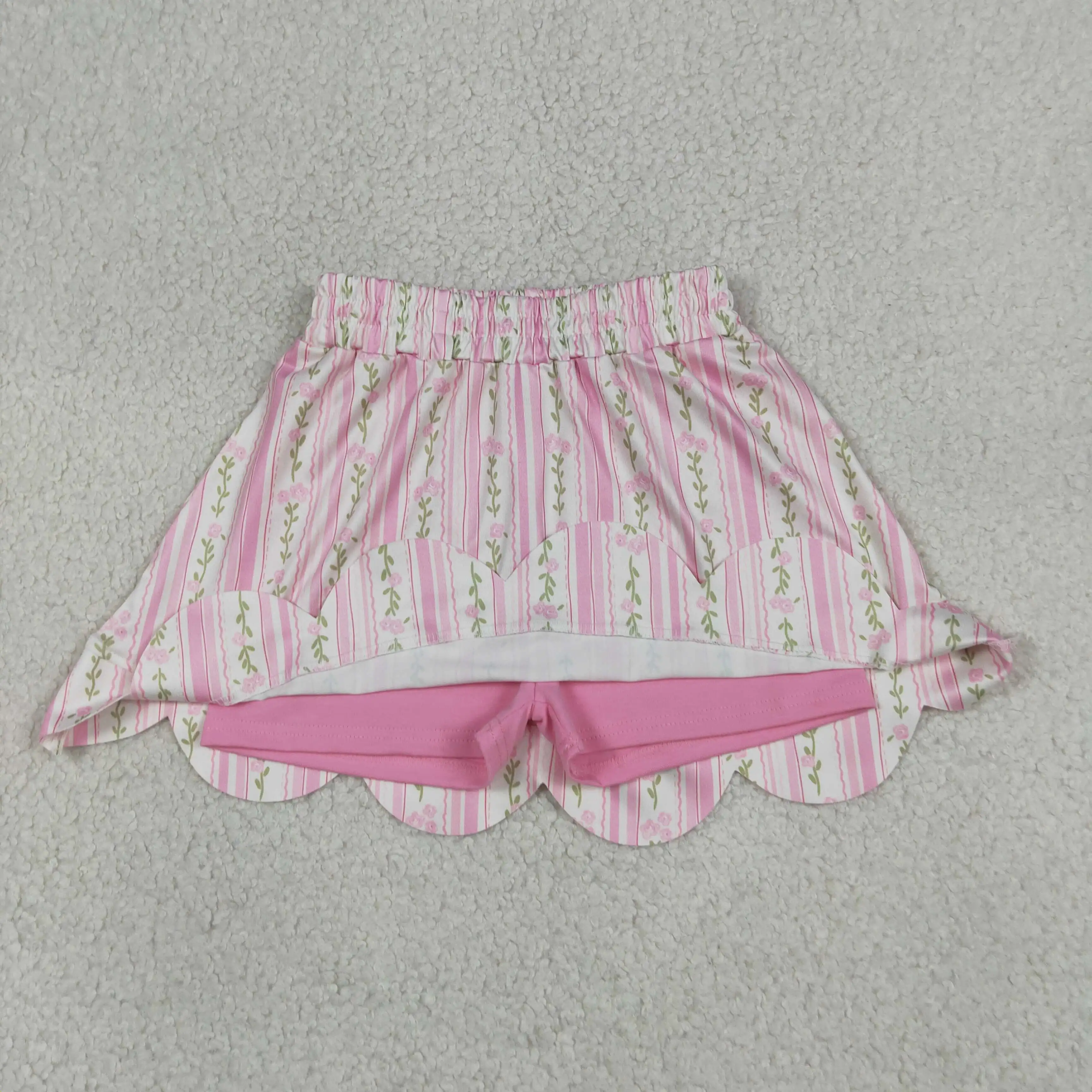 Wholesale Kids Children Skirt Adjustable Shorts Bottoms Toddler Breathable Boutique Baby Girl Floral Stripes Clothes