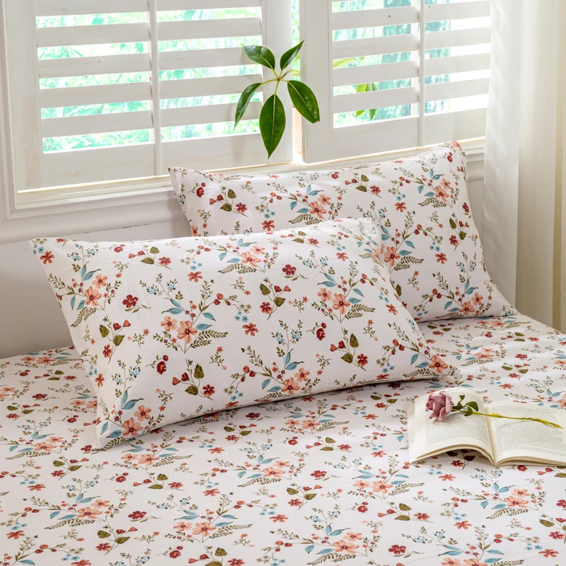 Federa floreale in cotone lavato