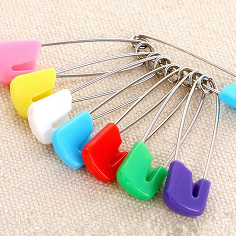 

50pcs Safety Pins Diaper Nappy Pin Plastic Head Clothing Fastener For Scarf Windproof Secure Hold Lightweight