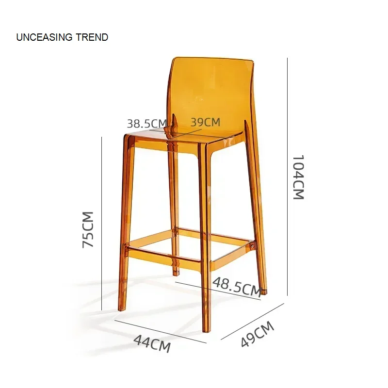 Акриловый прозрачный барный стул, высокий пластик, простой современный дизайнерский стул для ног, кресло с откидной спинкой для кафе, напольные стулья, мебель для комнаты