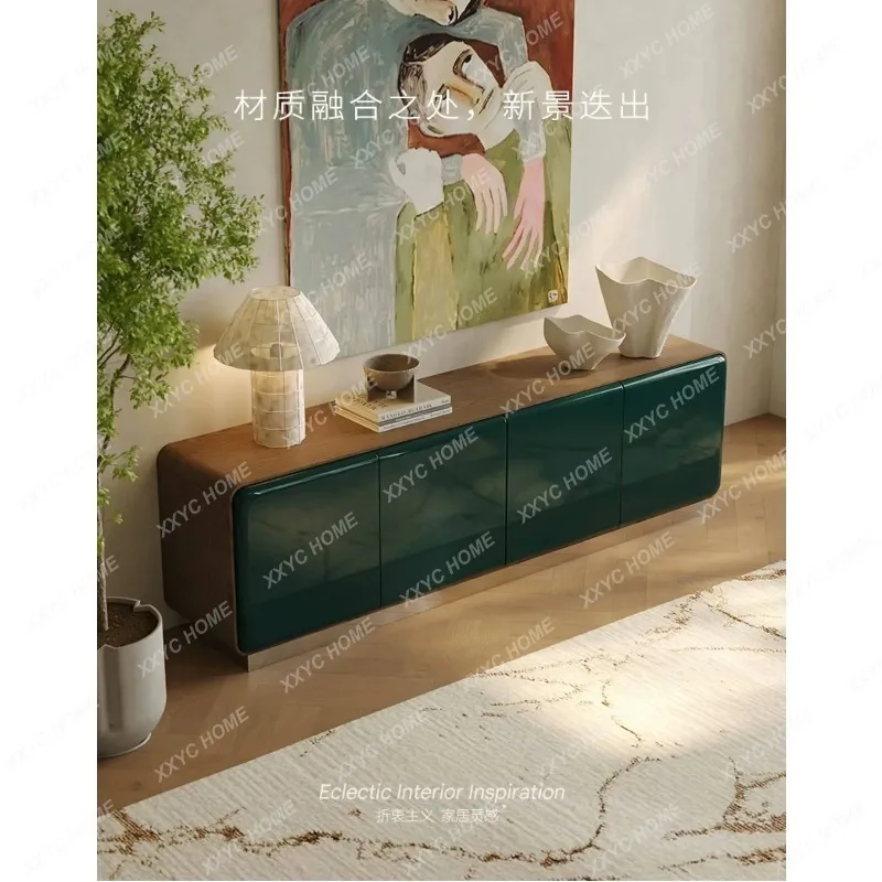 HH Medieval TV Cabinet Living Room Retro Solid Wood TV Cabinet Simple Floor Paint TV Cabinet Combination