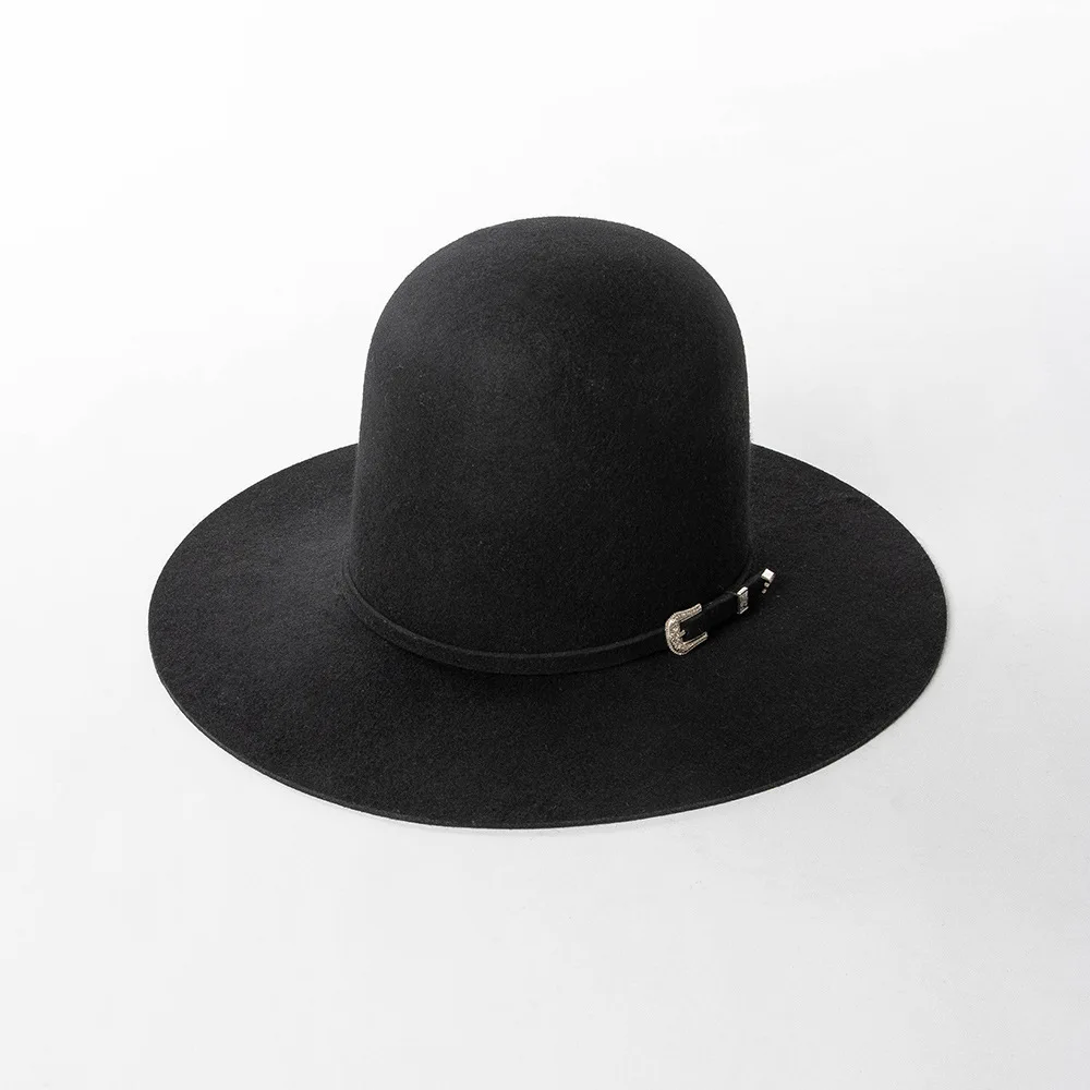 2024 New Wide Brim High Open Crown Women Fedora Catwalk Wool Felt Hat Winter Fashion Box Packaging