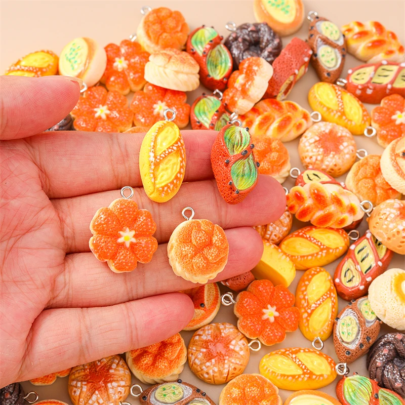 20 Stück niedliche, gemischte Anhänger in Form von Lebensmitteln und Brot, zum Basteln von Ohrringen, Halsketten, Armbändern, für DIY-Bastelarbeiten und als Schmuckzubehör. – Detail 3