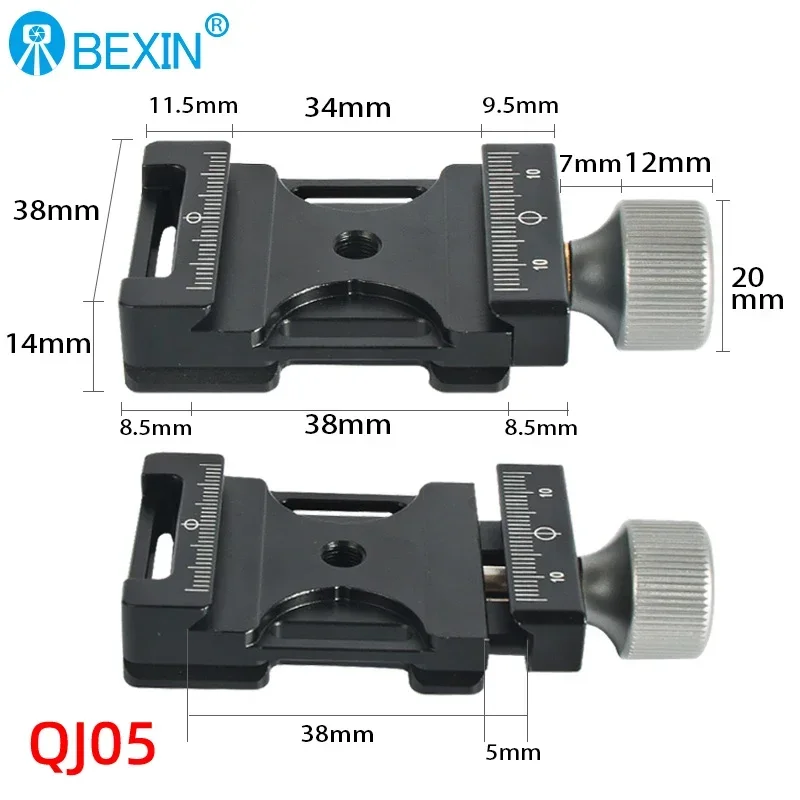 QJ-Series 360° Rotate Panoramic Shooting Camera Clamp Quick Release Clamp Camera Mount Clip Arca Swiss Tripod Plate Adapter