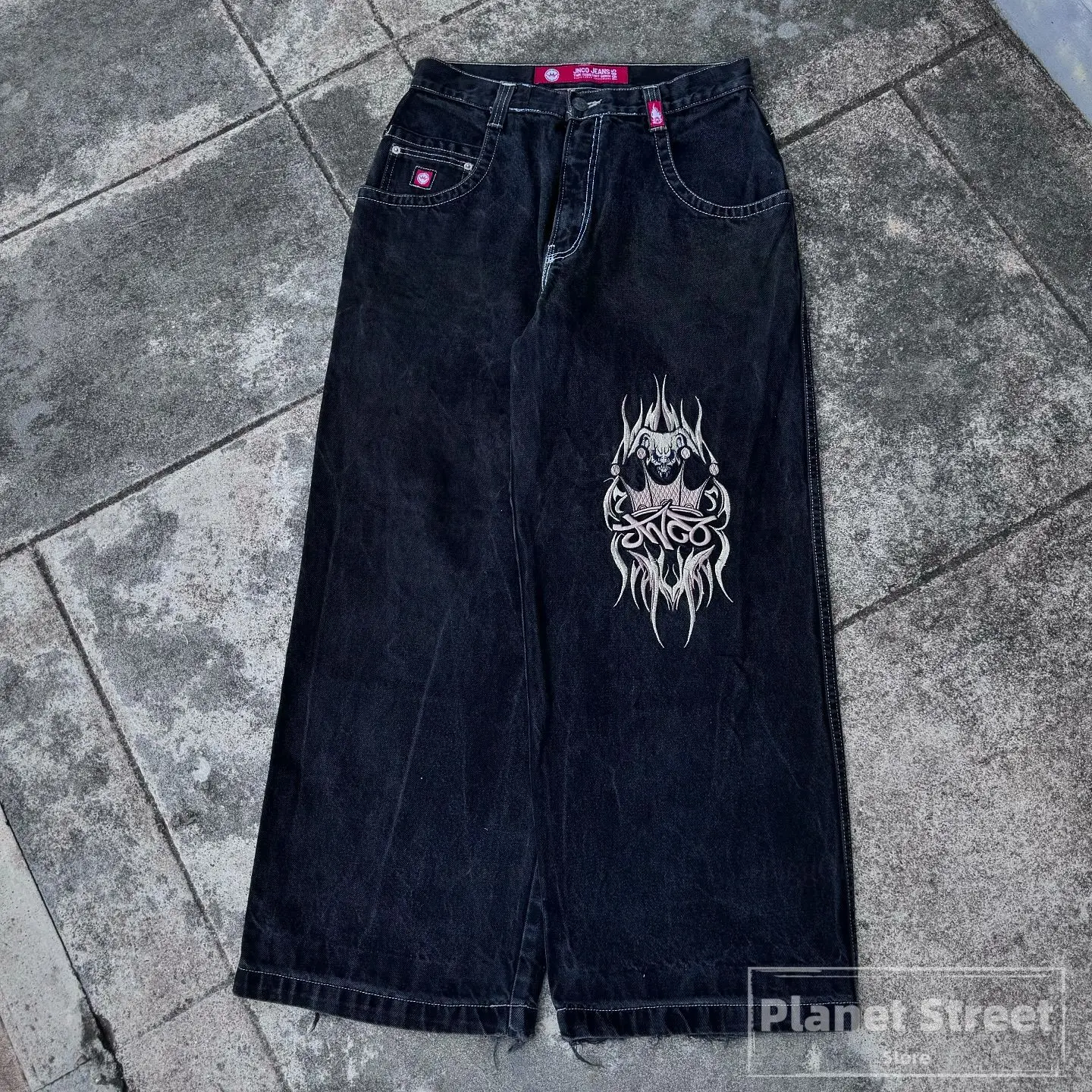 JNCO-Calça Jeans Hip Hop Baggy Masculina Harajuku, mordida de cobra, alta qualidade, jeans bordados, calça Y2K, streetwear casual, nova