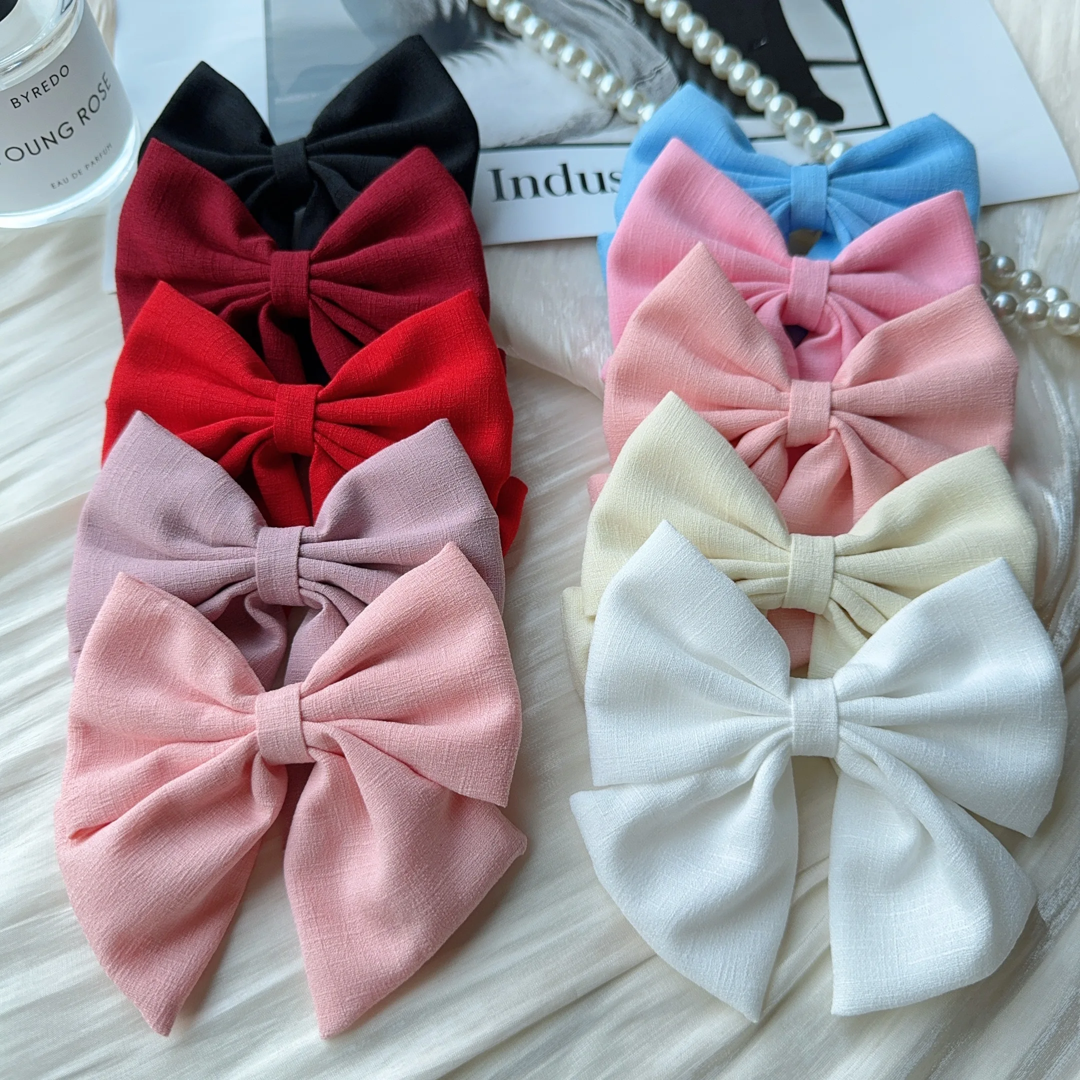 5PCS/Lot Solid Color Grosgrain Ribbon Hair Bows Boutique Hair Clip For Girls Hairgrips New Headwear Kids Hair Accessories Gift