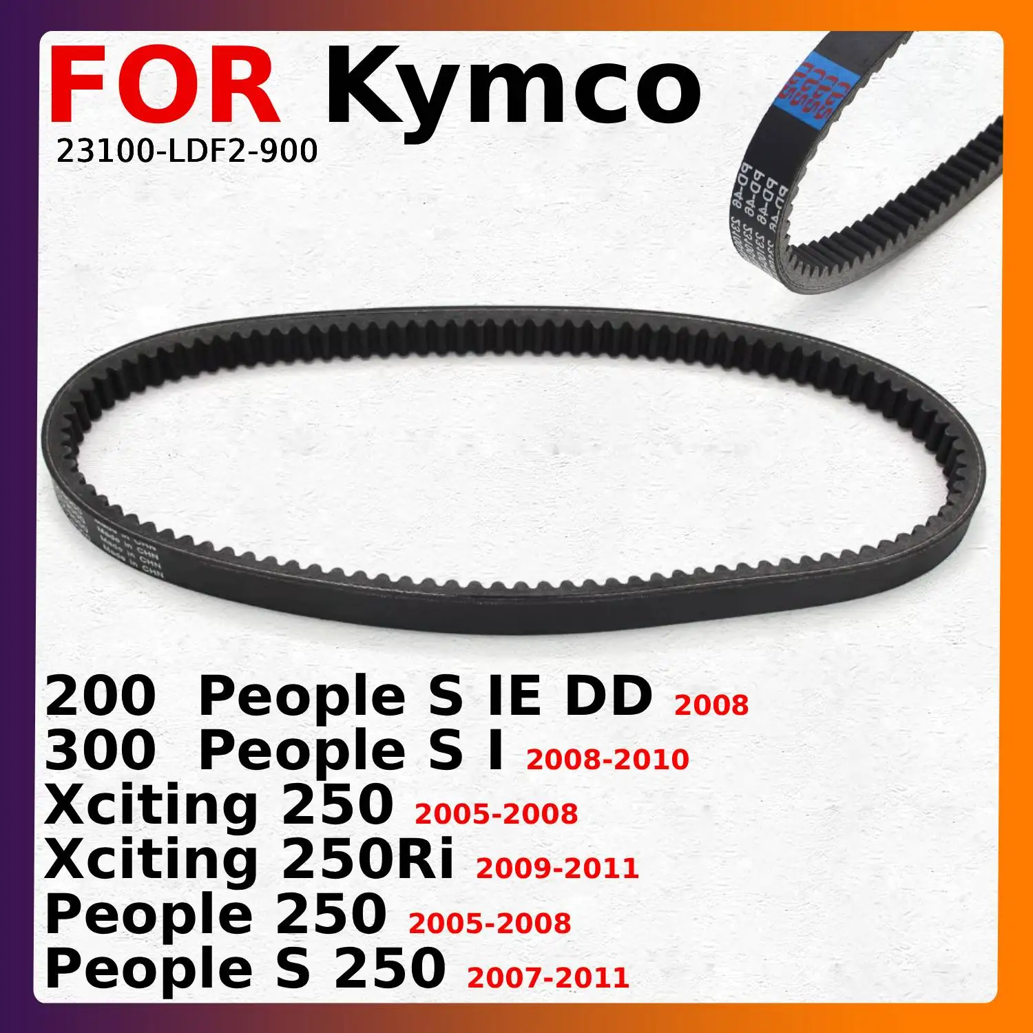 Correia de transferência de correia de transmissão de motocicleta para Kymco Xciting 250 250Ri 200 300 People S I IE DD 23100-LDF2-900