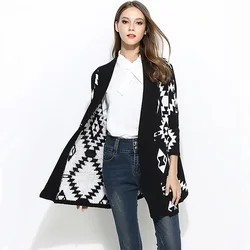 Women Sweater Cardigan V-Neck Autumn Winter Long Sleeve Loose Knitted Tops Diamond Female Sexy Casual Jumpers Coat