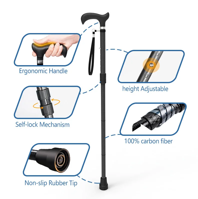 

Four-section printed retractable folding crutches, elderly crutches, four-foot retractable carbon fiber canes