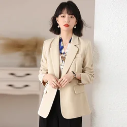 2024 Jackets Blazer Woman Spring Autumn New in Solid Color Long Sleeve Tailored Collar Slim Fit Fashionable Loose Suit Slim Top