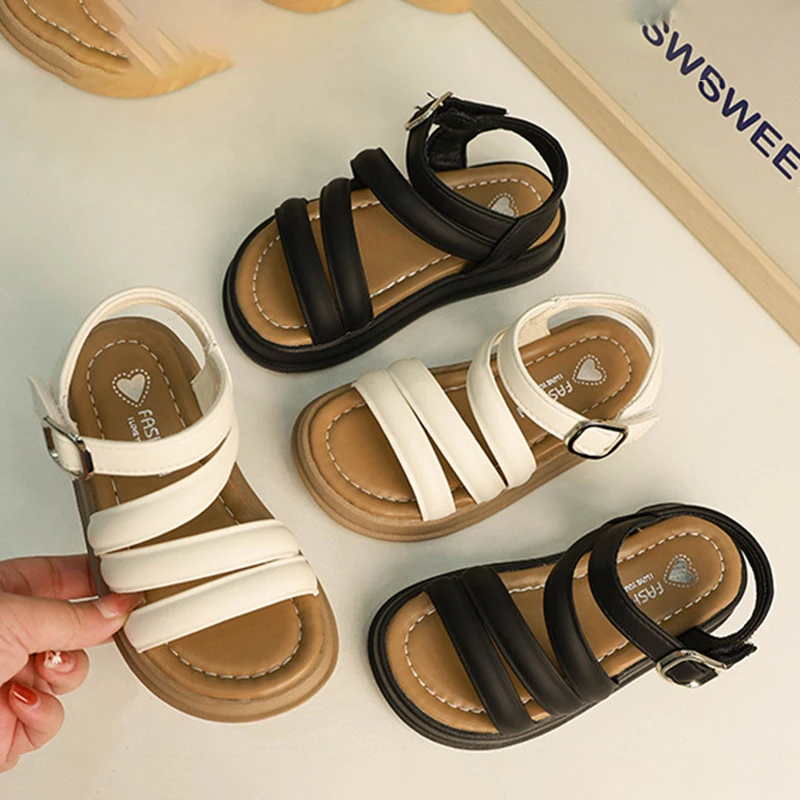 2024 estate nuova moda sandali stile romano per bambini scarpe da ragazza pantofole in edizione coreana scarpe da spiaggia all'aperto per bambini