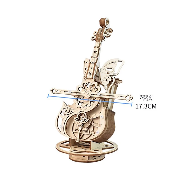 

3D Puzzle Wooden Cello Model DIY Assembly Violin Music Box Building Kits Home Living Room Decor Crafts Gift for Adults Kids