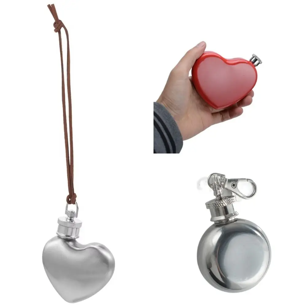 جديد مصغرة في الهواء الطلق قارورة الورك الفودكا على شكل قلب زجاجة ماء الفولاذ المقاوم للصدأ وعاء النبيذ المحمولة