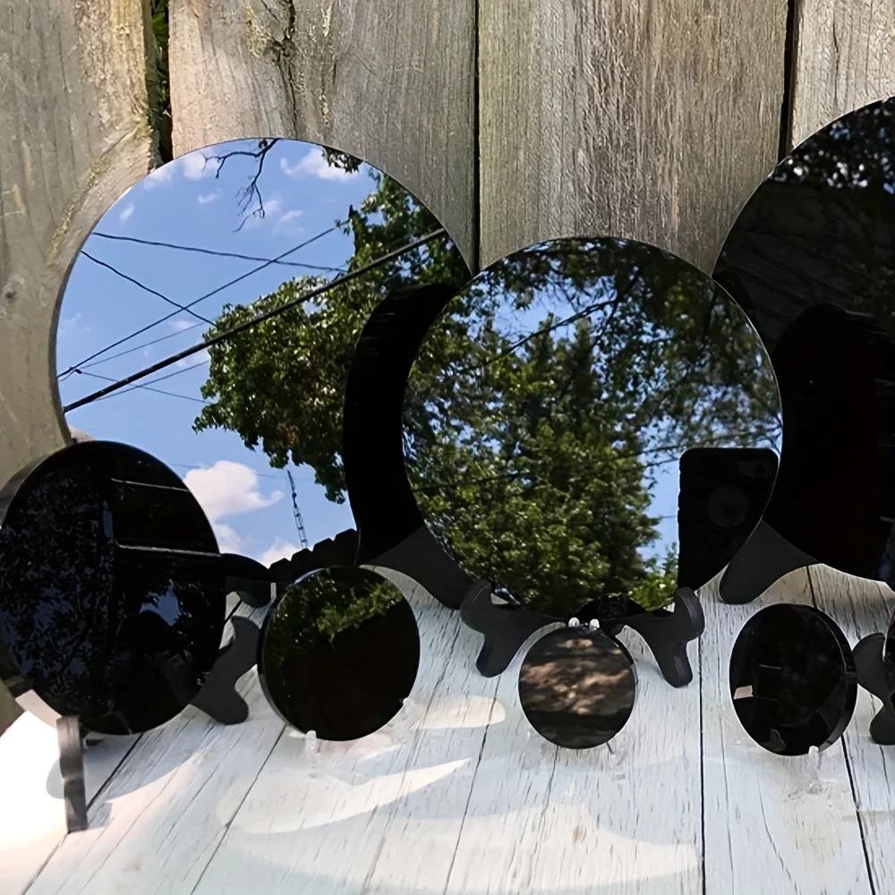 1pc espelho mágico de obsidiana natural, polido de alta qualidade, para adivinhação de feng shui, gazando no altar de bruxaria do jardim de fadas.