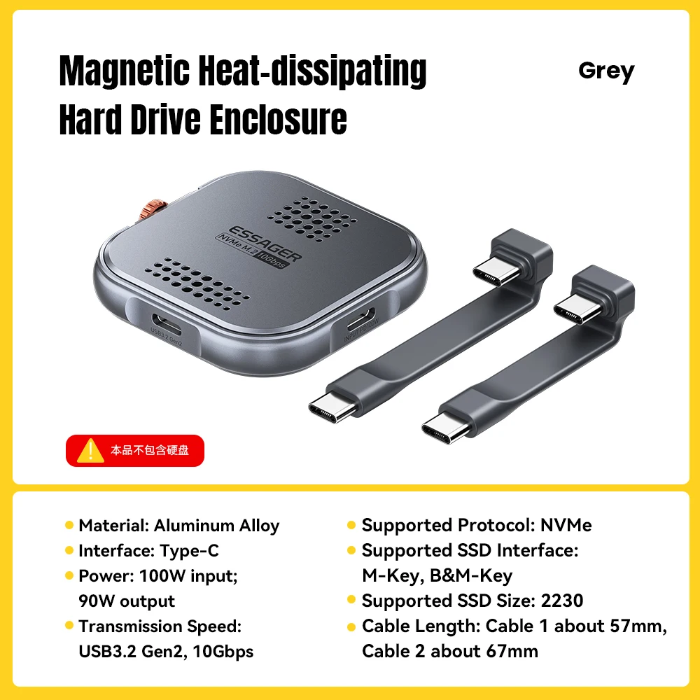 Essager Magnetische 2230 M.2 NVMe SSD-behuizing 10 Gbps M.2 naar USB Type C externe adapter voor iPhone 16 15 Pro Max Pro MacBook