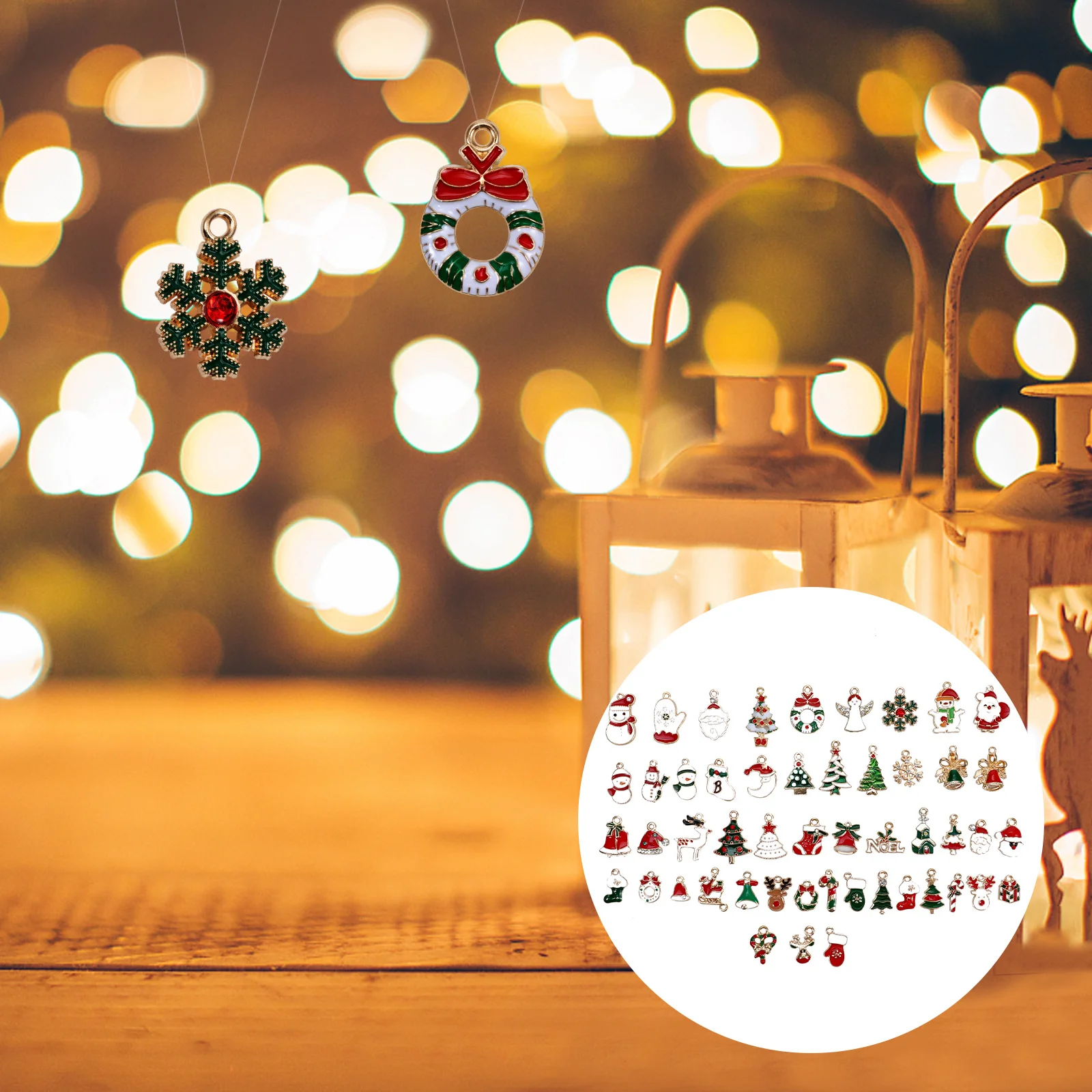 

50 Pcs Jewelry Enamel Christmas Ornament Pendant DIY Earring Charm Bracelet Party Decor Xmas