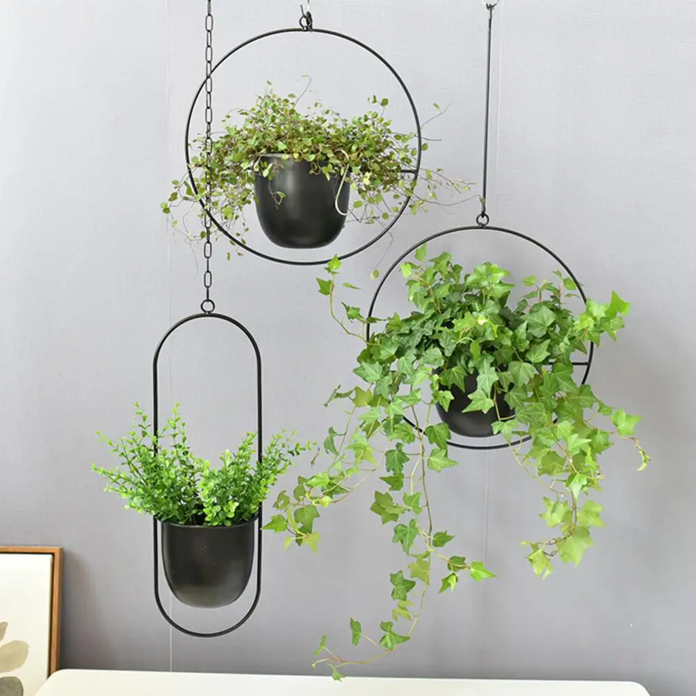 Iron Detachable Chain Flower Hanging Basket Flower Pot Nordic Succulent Hanging Basket Wall Art Decor Flower Hanging Planter