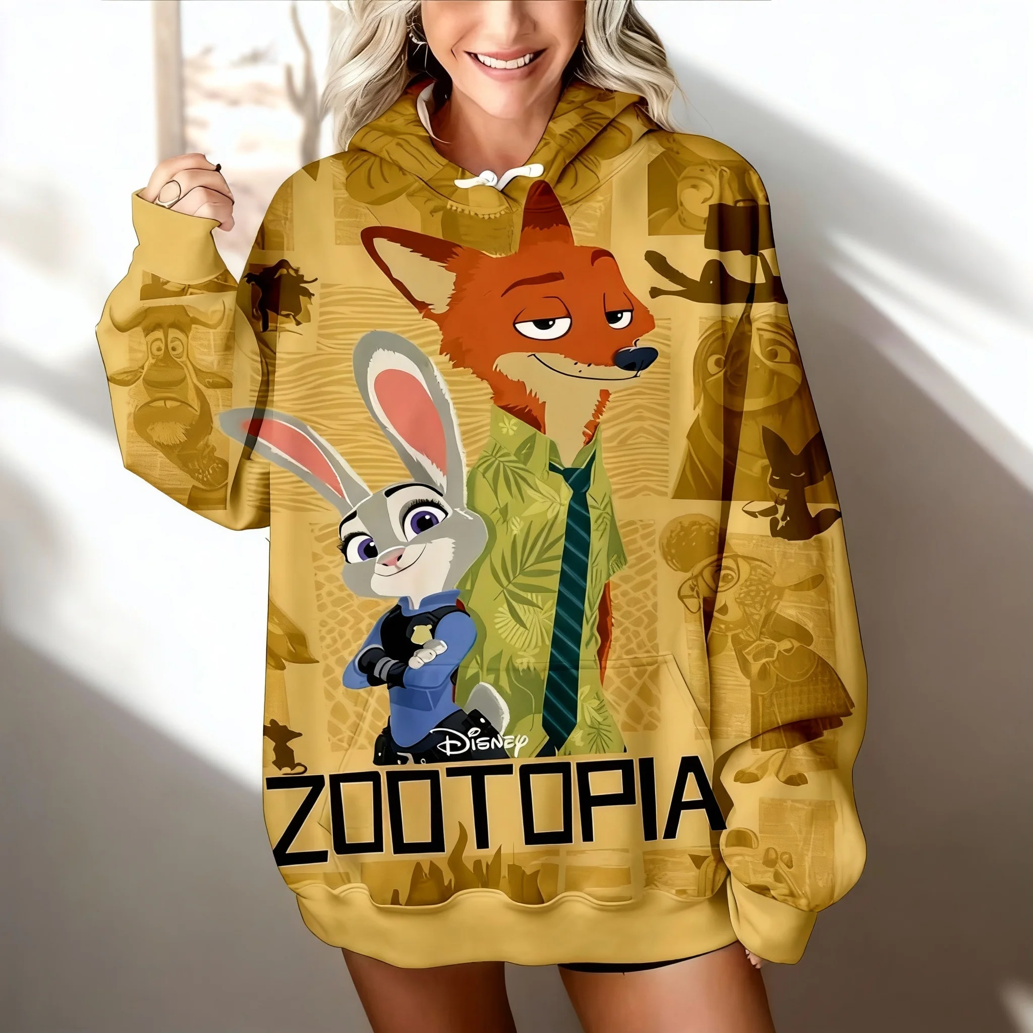 

Осенне-зимний свитер Disney Joonik Crazy Animal City, модная уличная рубашка с капюшоном для взрослых и детей, подарок