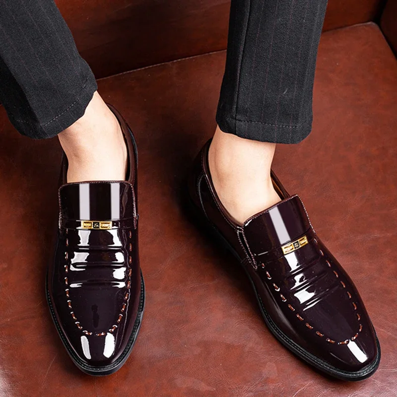 Patent Leather Men Shoes Slip On Oxfords for Male Wedding Party Office Work Shoes Plus Size Classic Business Casual Fashion Shoe