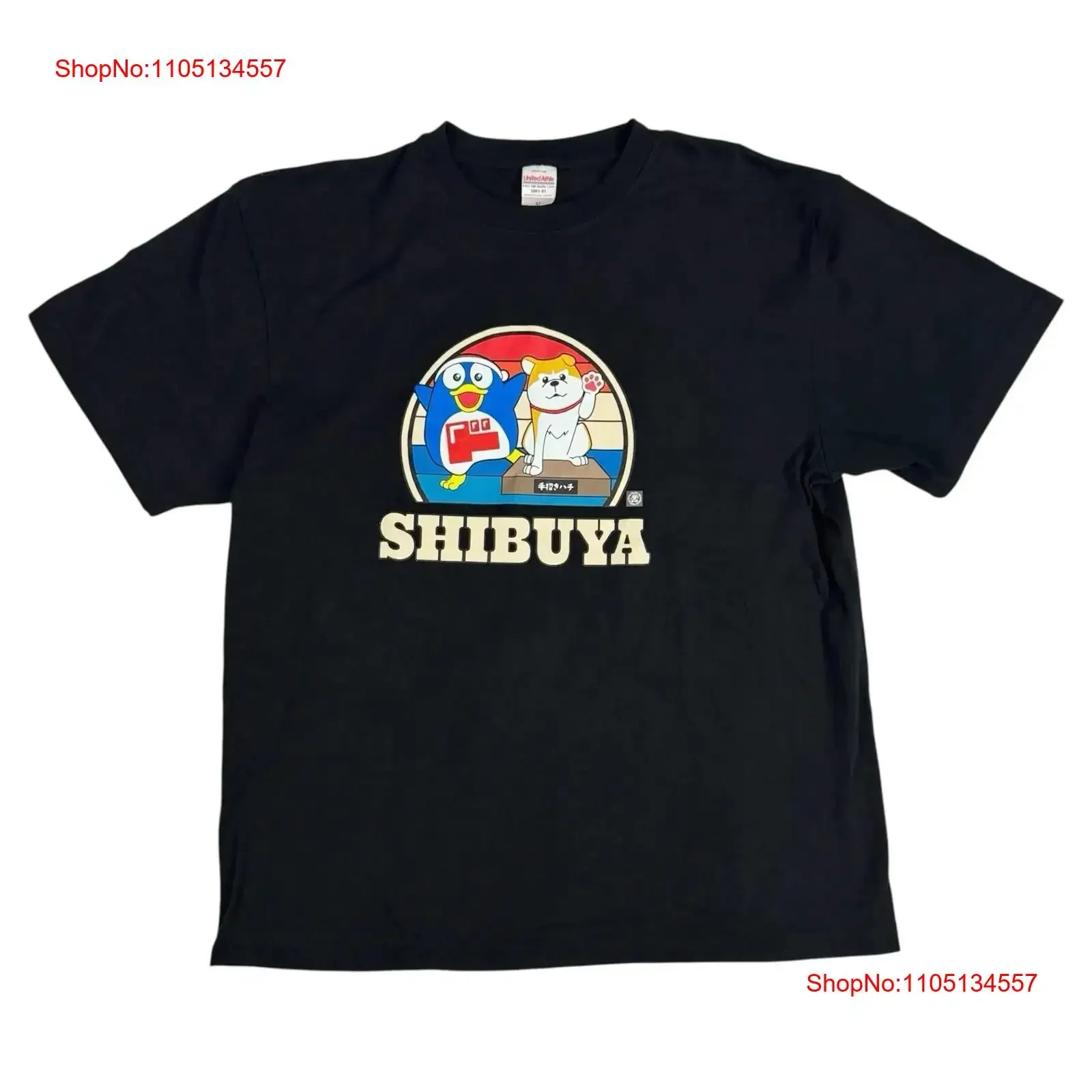 Shibuya Don Quijote Donpen Hachi camiseta 5001 01 negro para hombre talla XL vintage lavado transpirable moda ligeramente gráfico homme