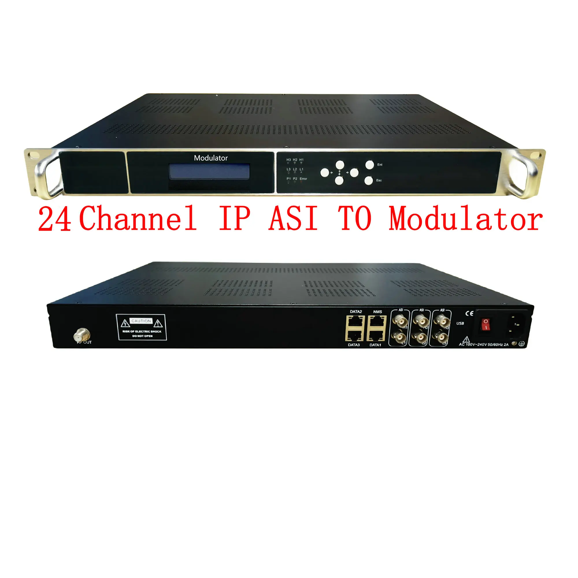 24-Channel IP ASI to DVB-T ISDBT ATSC DVB-C RF Modulator ASI to RF Cable Front-End Equipment IP Modulator ASI Modulator