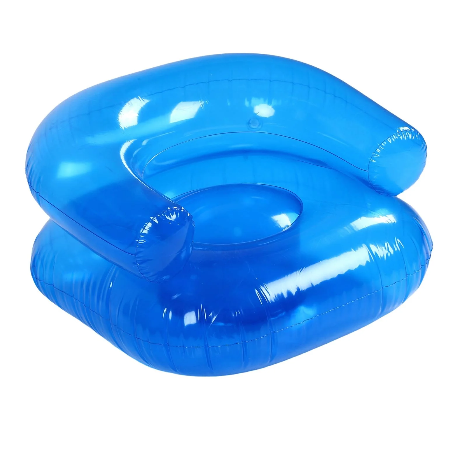 Inflatable Lounge Chair Transparent PVC Soft Comfortable Blow Up Couch for Bedroom Living Room Hallway Balcony Blue