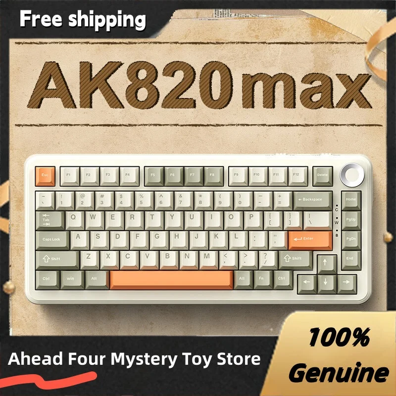 Ajazz AK820 Max 3 Modes Mechanical Keyboard Wireless Bluetooth Wired RGB Hot Swap PBT Keycap Gaming Keyboard