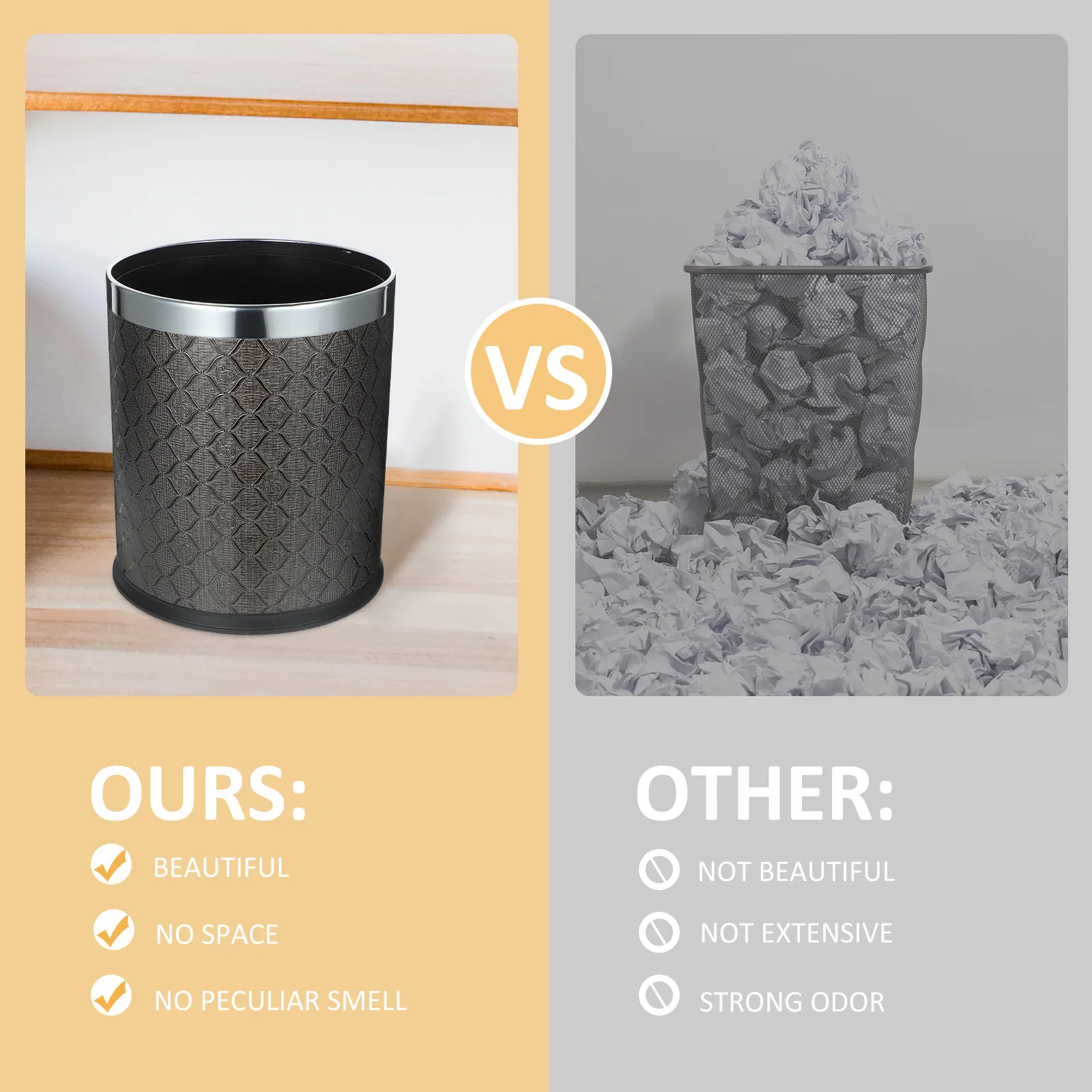 

1 шт. пластиковая мусорная корзина большой вместимости для спальни, ванной комнаты, кухни, офиса, гостиницы, контейнер для мусора, корзина для отходов