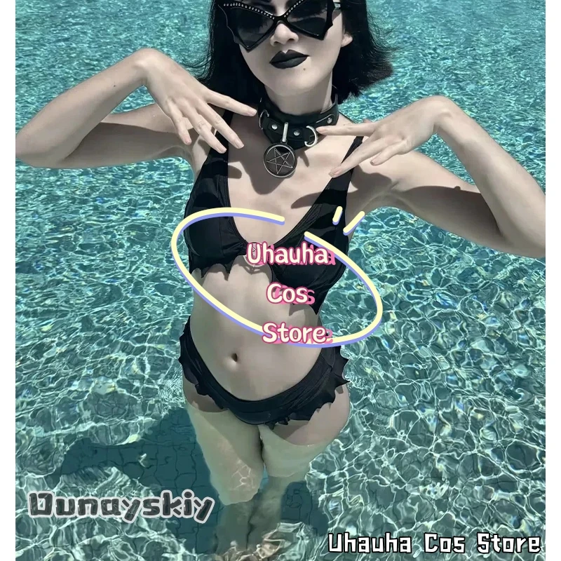 

Uhauha Cos*Gothic Bone Print Two-Piece Swimsuit Cosplay Swimwear Feminine Dark Aesthetic Gothic Dress Cosplay Costume Dark Cross
