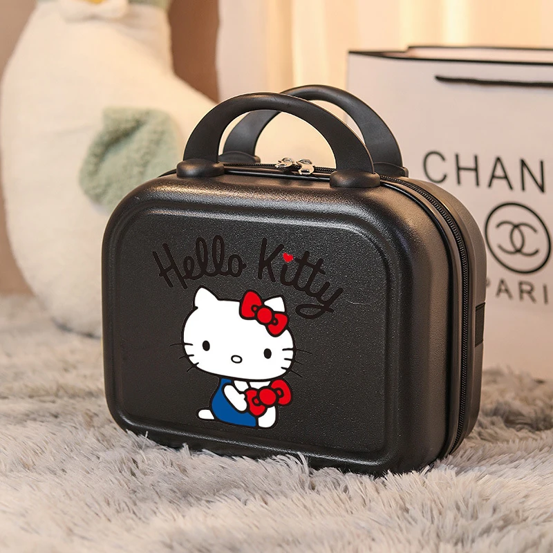 Fashion Hello Kitty Sanrios Suitcase Anime Kawaii Kuromi Mmy Melody Lightweight Cosmetic Case Handbag Zipper Storage Organizer