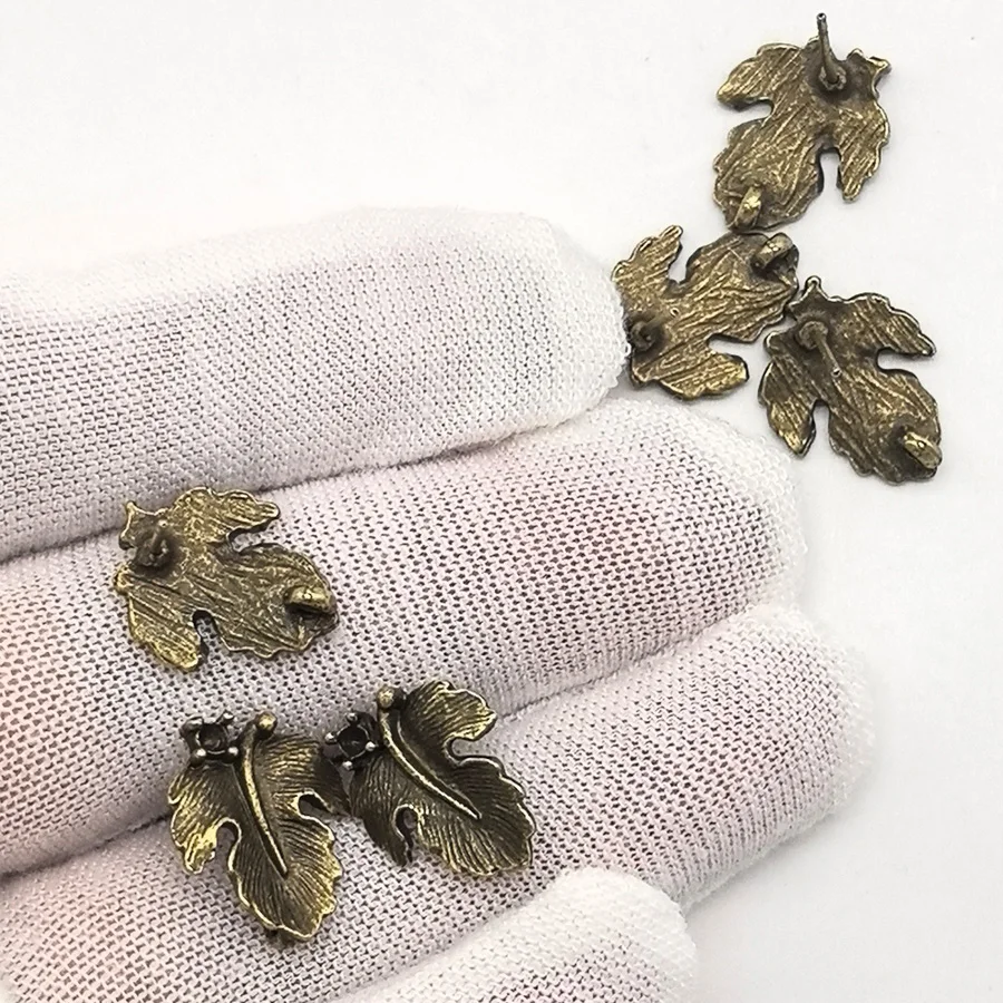 30pcs Bohemia Style Antique Bronze Leaf Earrings Studs Women Vintage Jewelry Handmade Crafts Component Jewelry Wholesale 20923