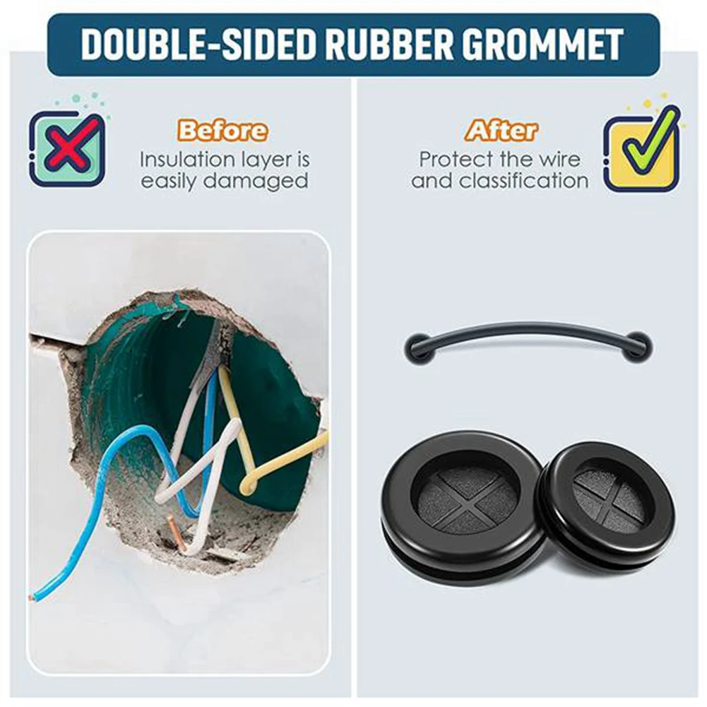 COFA-Kit de ojales de goma, juntas redondas para cables eléctricos, protección de cables, orificio de cortafuegos, juego de tapones de goma sintética