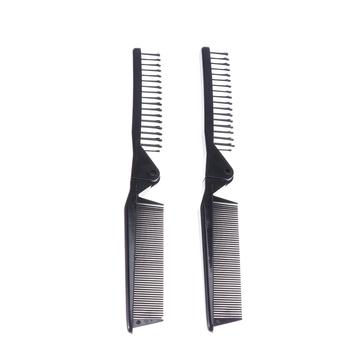 

5pcs Black Foldable Anti-Static Portable Mini Plastic Hair Comb For Travel Double Side Haircut Tool Compact Durable Hair Styling