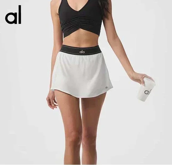 al   fitness skirt female anti-glare false two-piece thin quick-drying breathable fitness bustier sports skirt