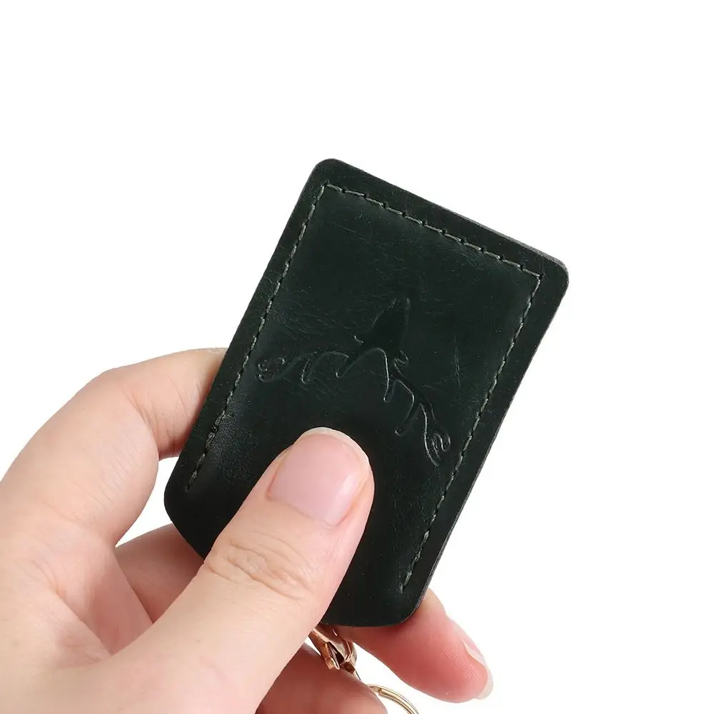 Leather Access Card Case Fingerprint-proof Anti-fall Card Holder Keychain Accessories Anti-lost Access Card Bag Universal
