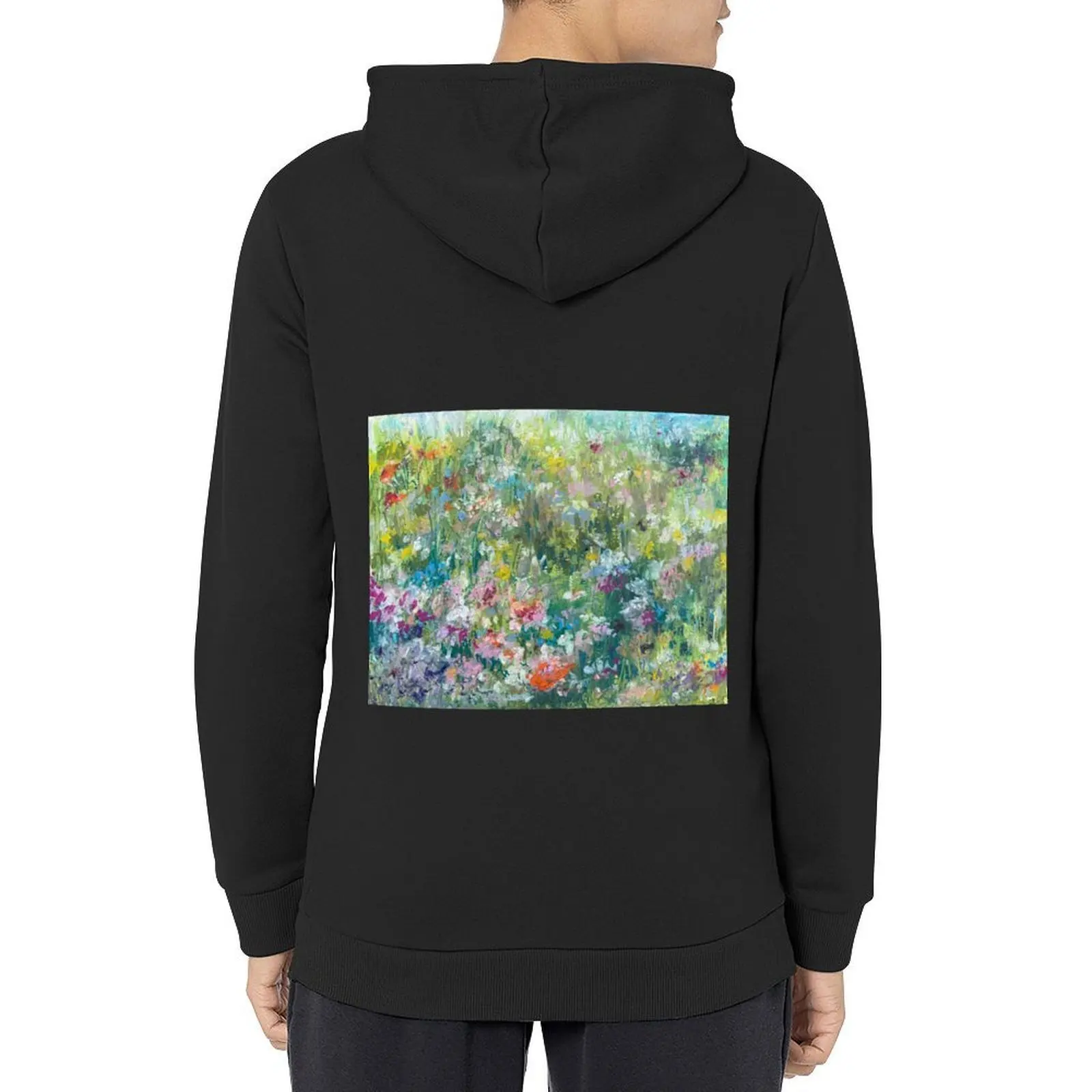 

Wild flower meadow in oil pastels Hoodie autumn hooded shirt men clothing anime clothes hoodie oversize