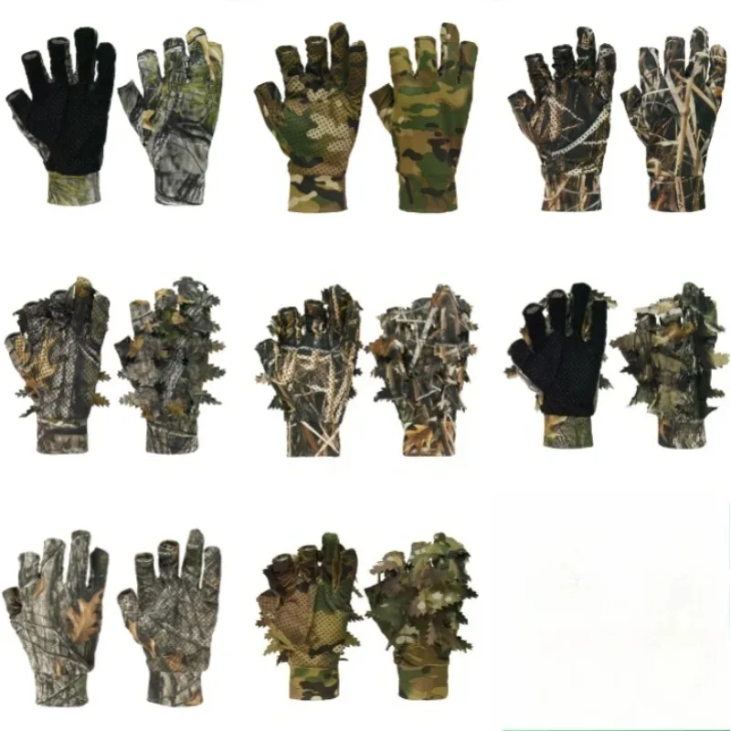 

3D Camouflage Tactical Gloves Sneaky Comfortable Non-slip Durable 3D Leaf Gloves For Hunting Shooting Photography Leaf Gloves