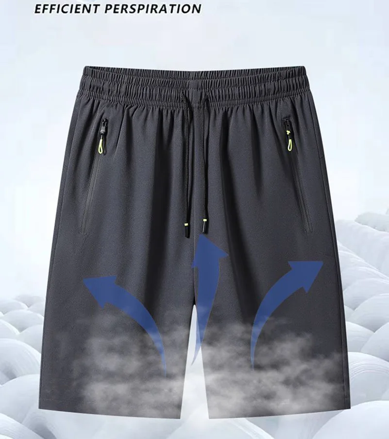 Summer Ultra-thin Ice Silk Men's Five Quarter Pants Sports Quick Drying Loose Casual Shorts Running Pants Beach Pants